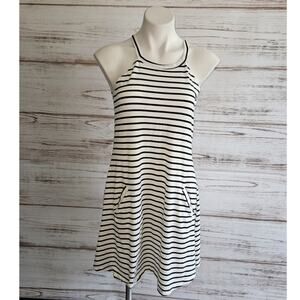 Patpat White And Black Stripe Halter Dress sz Small